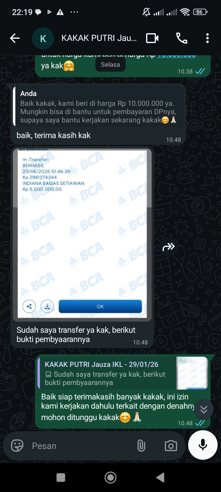 Contoh mockup screenshot percakapan WhatsApp 3