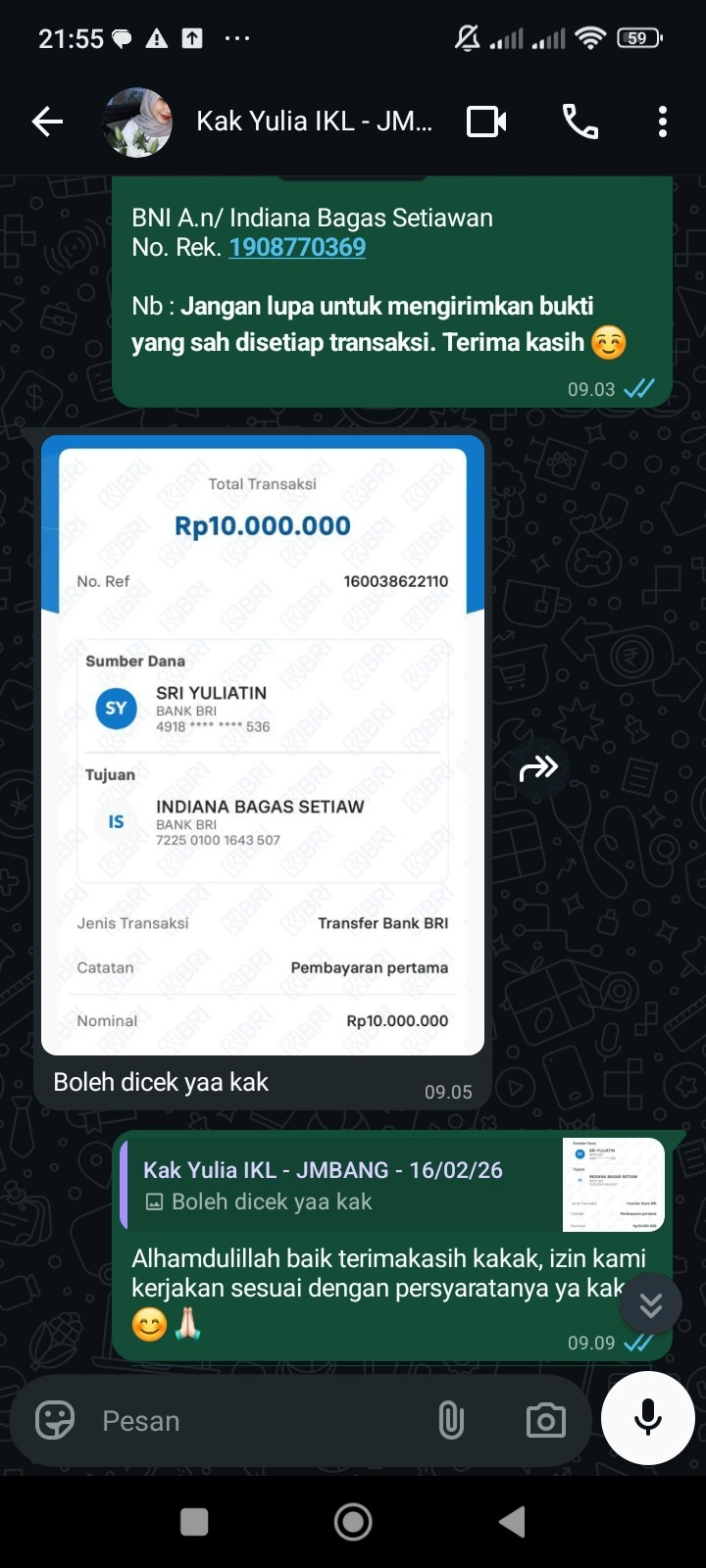 Contoh mockup screenshot percakapan WhatsApp 4