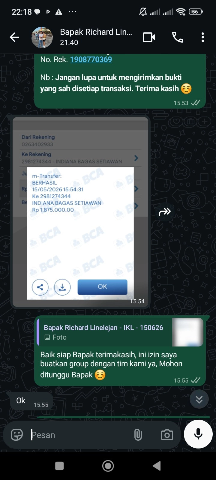 Contoh mockup screenshot percakapan WhatsApp 6