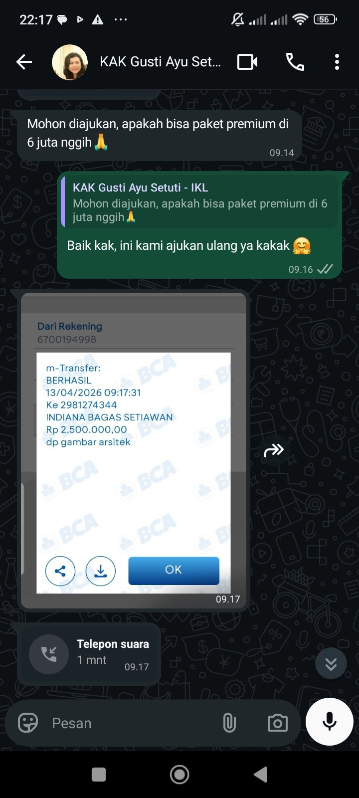Contoh mockup screenshot percakapan WhatsApp 7