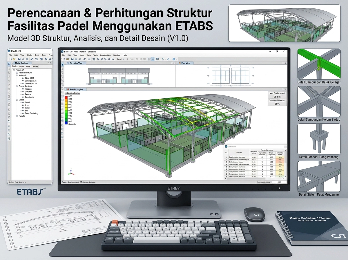 Ilustrasi struktur lapangan padel