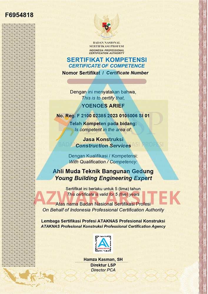 Placeholder portrait dokumen sertifikasi Yoenoes Arief